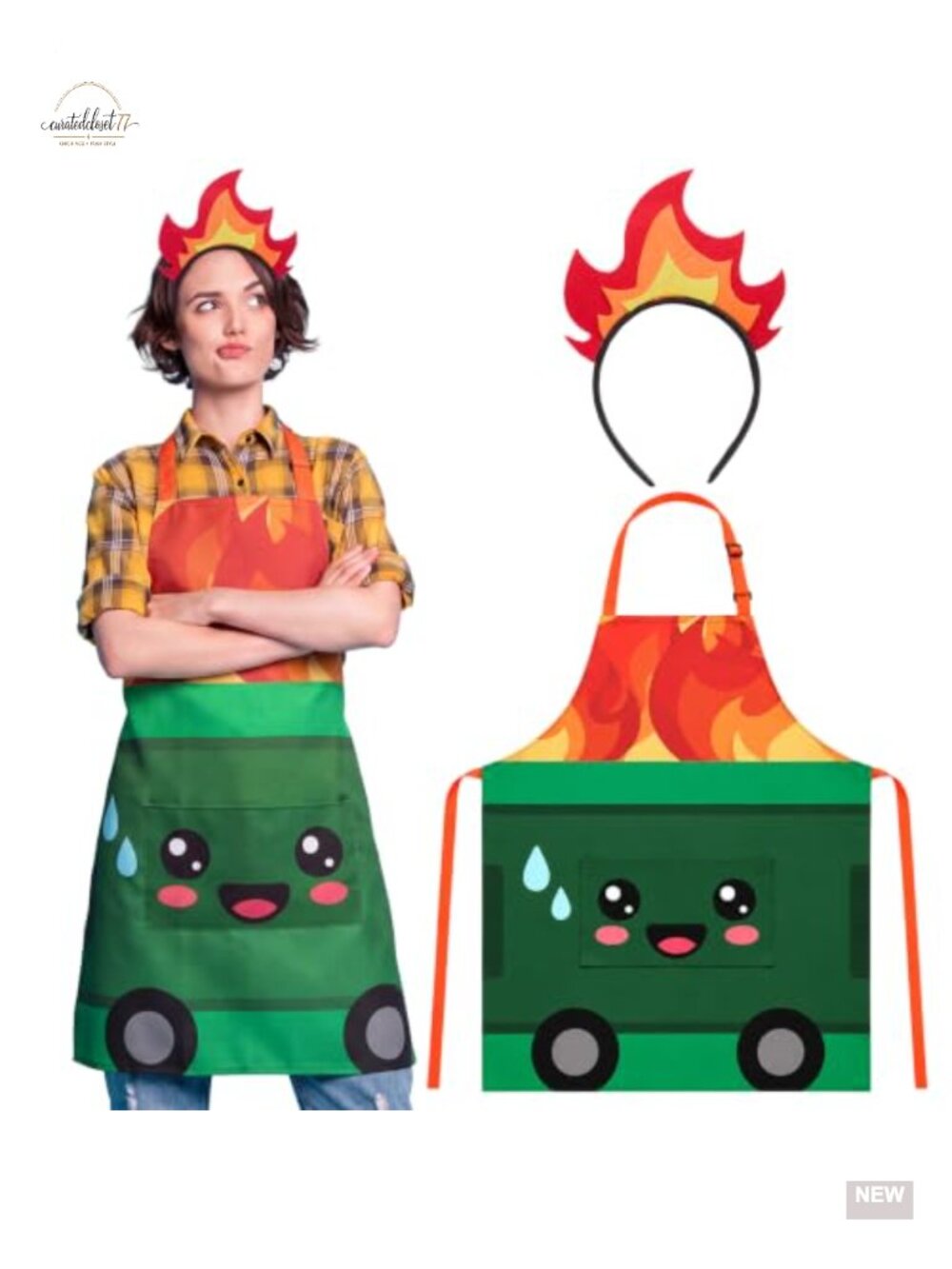 Adult Halloween Costume Apron & Headband Set Funny Dress Up Cosplay